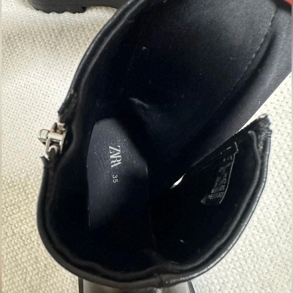 ZARA Black Platform Boots Size 35 / 5 - Big Kids & Women - Double Zip Lug Sole - Picture 7 of 12